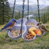 Flower Shaped Hanging Bird Feeder Large Capacity Adjustable Chain Hummingbird Feeder Durable Multipurpose Bird Feeding Tray