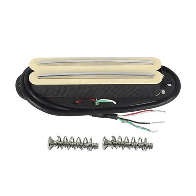 FLEOR Yellow Alnico 5 Mini Dual Rails Guitar Humbucker Pickup 4-Wires for ST/SQ Guitar Parts, Neck/Middle/Bridge Choose