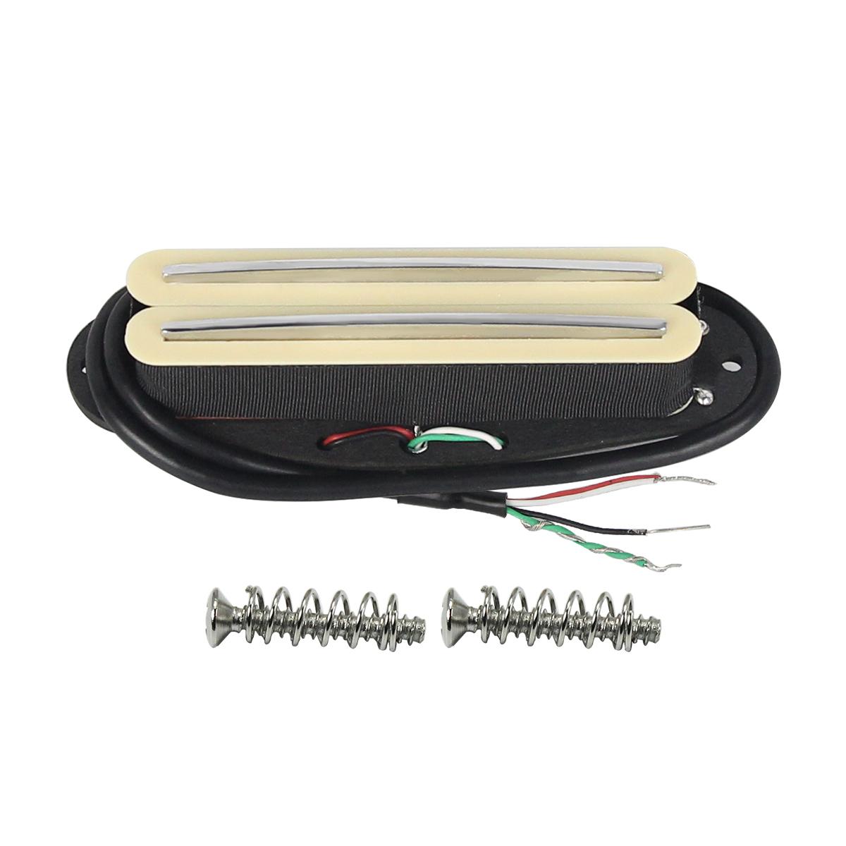 FLEOR Yellow Alnico 5 Mini Dual Rails Guitar Humbucker Pickup 4-Wires for ST/SQ Guitar Parts, Neck/Middle/Bridge Choose