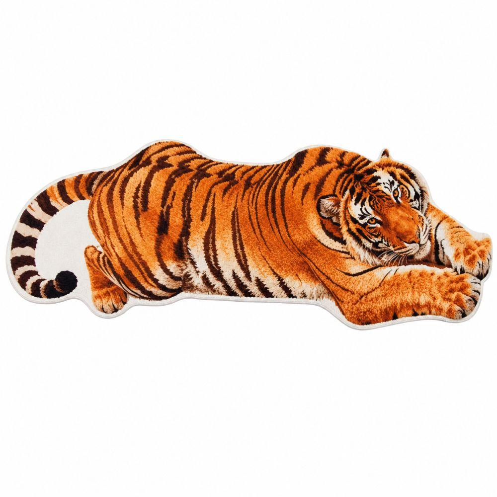 2D Flat Tiger Bedroom Carpet Non-slip Doormat Unique Bedside Rug  Home Decor