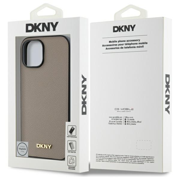 Dkny Dkhmp15Spghlme Iphone 15 6.1       Beżowy/Beige Hardcase Grained Metal Logo Magsafe
