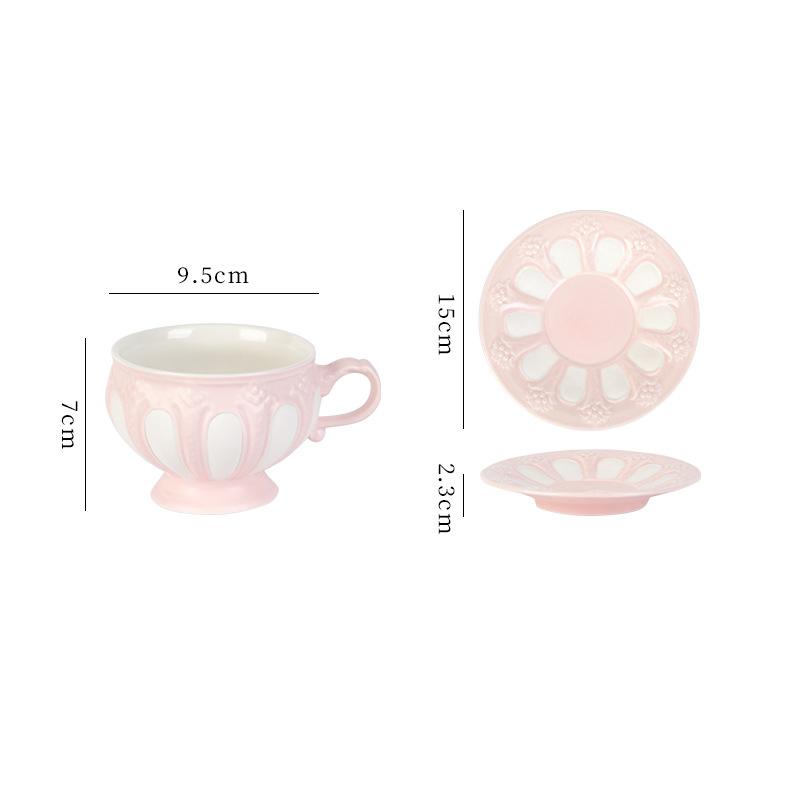 Floral Reliefs Classical Ceramic Cup&saucer Teapot Dining Table Coffee Mug Milk Mugs Afternoon Tea Teacup Fruit Juice Container