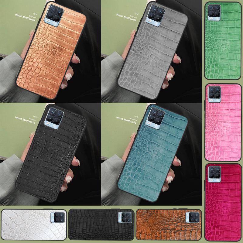 Crocodile Pattern Print For Realme 11 10 12 13 14 Pro Plus GT 5 6 6T GT7 Pro C67 C61 C53 C51 C21Y C25S C55 C75 Case