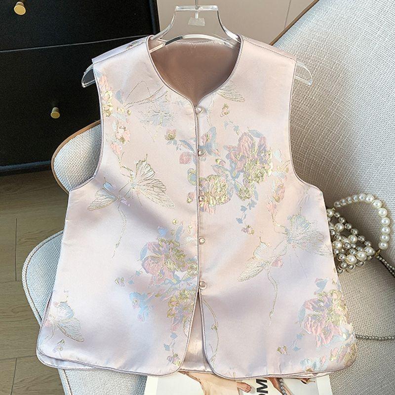 

Жилет женский весенний без рукавов бочкообразный тутовый жилет жилет жилет с круглым вырезом топ M (50kg or less recommended)