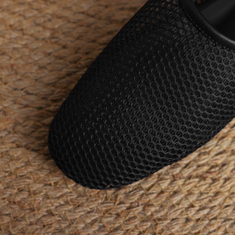 Fashion Women's New Genuine Leather Cowhide Spring and Summer Breathable Net, Low Heel Round Toe Oversized D Casual Single Shoe