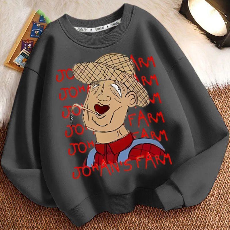 Children's Casual John's Farm Hoodies for Autumn and Winter, Fashionable Long-sleeved Hoodies for Boys and Girls