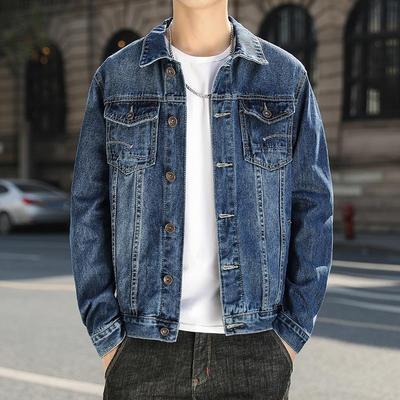 Denim Jacket Men's New Korean Style Trendy Handsome Flight Jacket Men's Autumn Large Size Fat Men's Tops