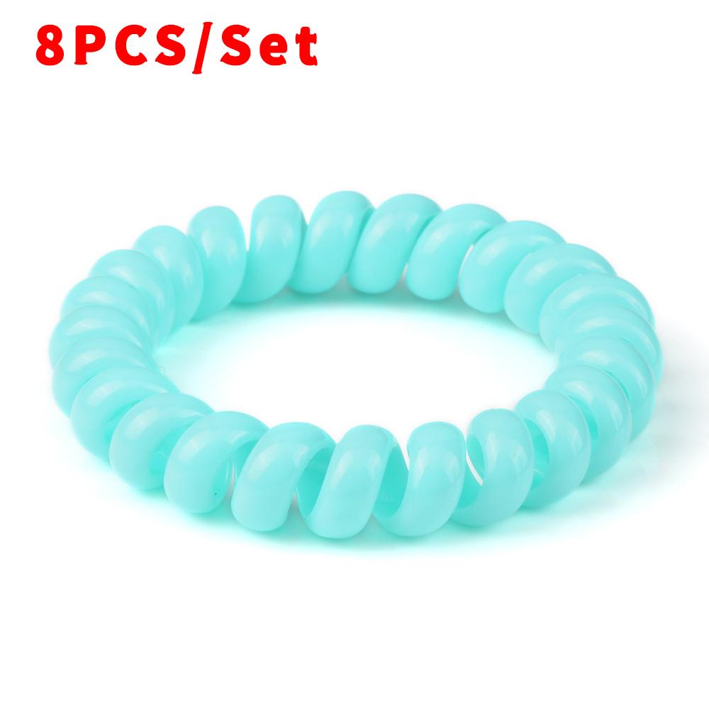 8PCS/Set Fashion Girls Telephone Wire Elastic Hair Bands Hair Ties for Women Ponytail Holder Hair Rope Accessories Gum