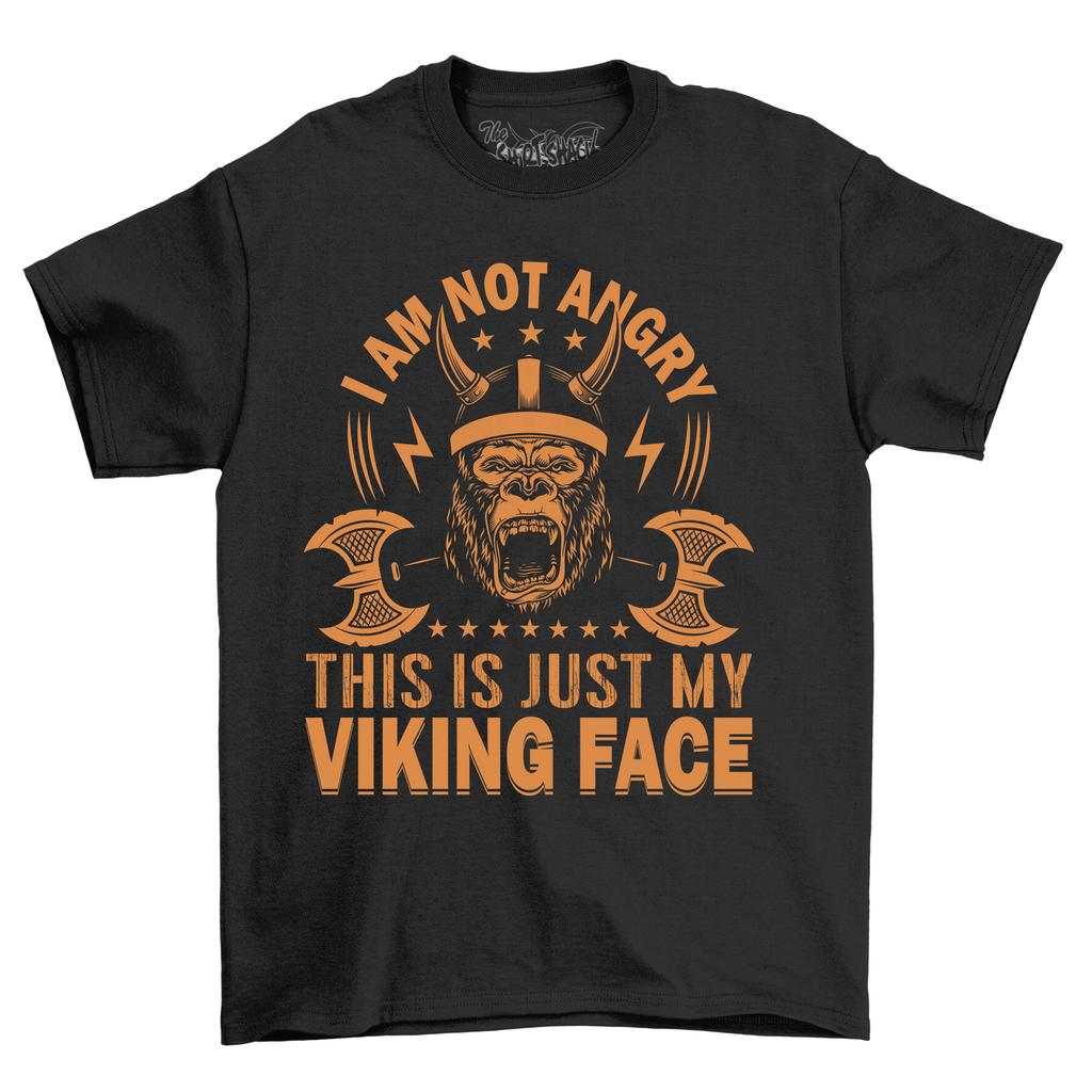 Viking Face Mode ON! Funny ''I Am Not Angry'' Viking Face T-Shirt Mens Womens Tees Top. Unleash your in