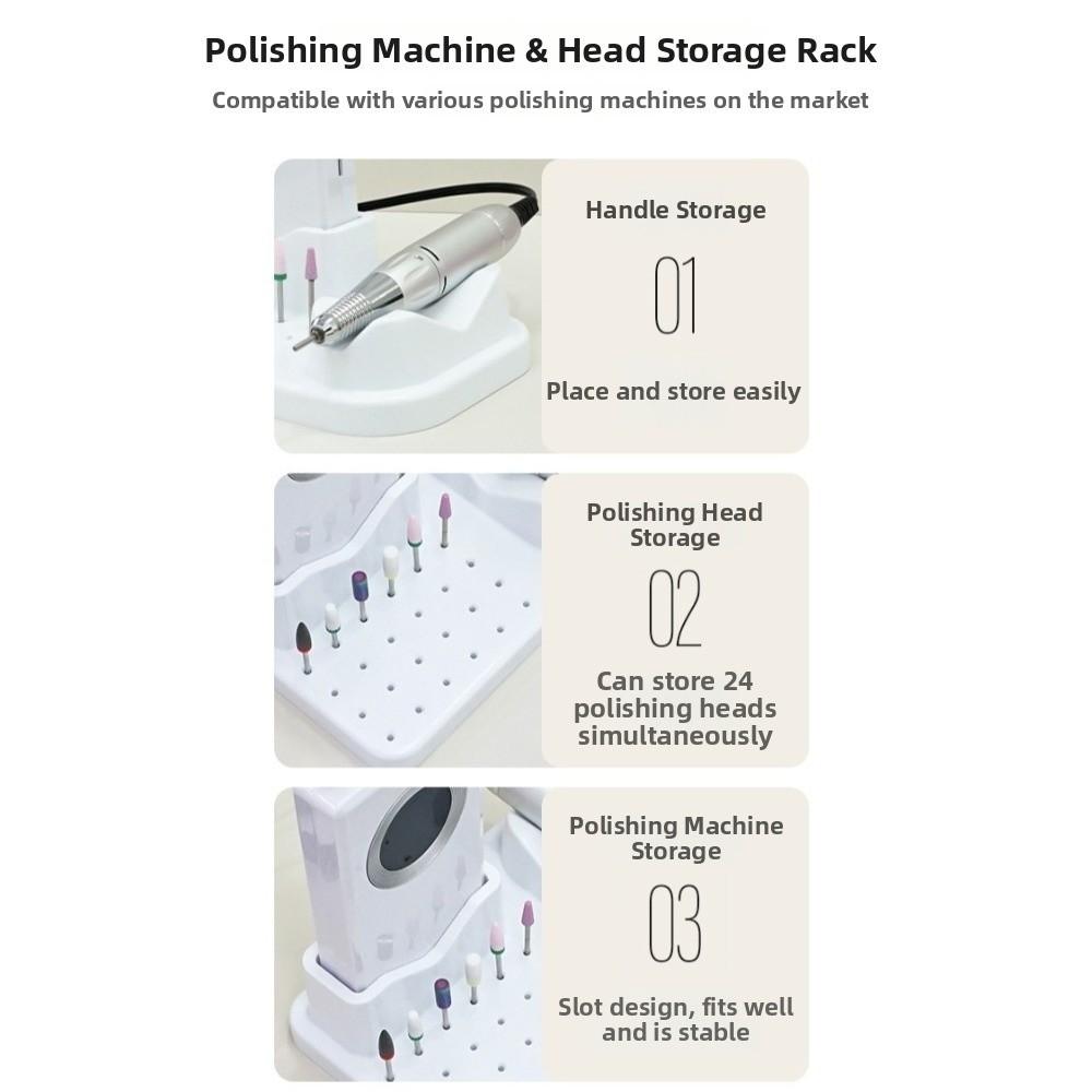 Grinder Rack Multi-Hole Nail Drill Bit Organizer for Home & Salon Use
