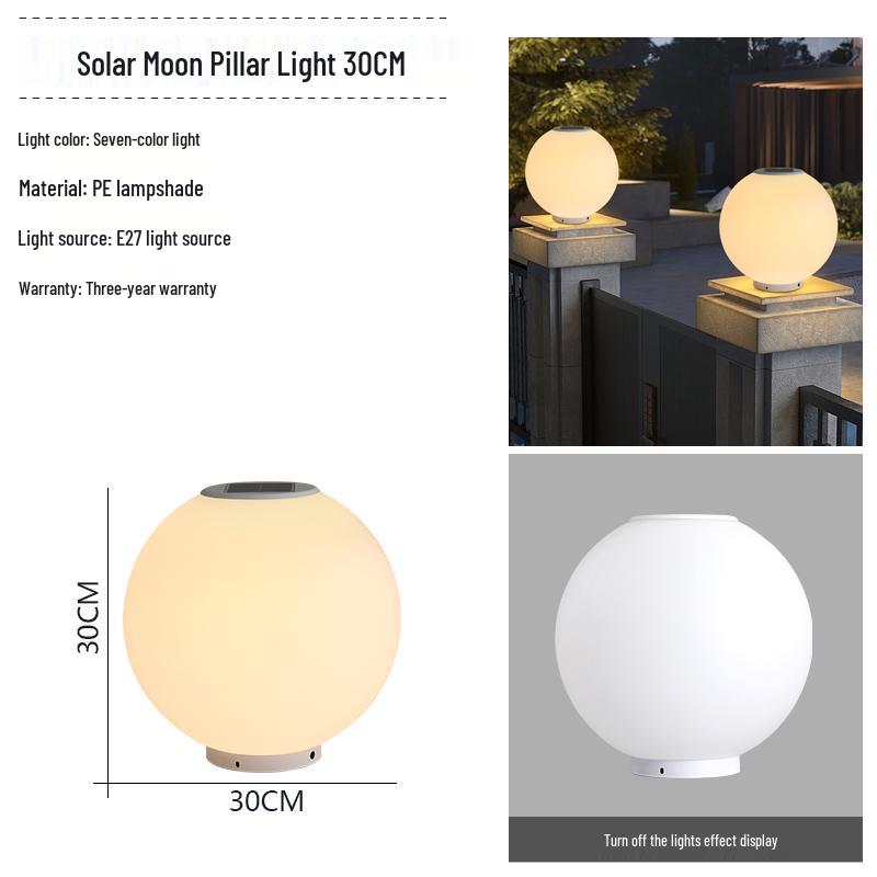 Wasserdichte Solar-Gartenpfostenleuchten - Runde Kugel für Außenpfosten und Zäune