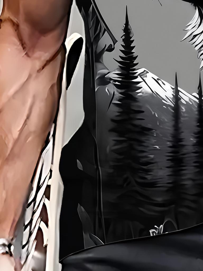3D Wolf Mountain Forest Print Men'S Round Neck T-Shirt – Stylish Casual Summer Top for Outdoor Activities, Gym, Running & Everyday Wear, Comfortable