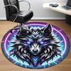 1pc Wolf Neon Office Round Area Rug, Under Office Chairs Bedroom Living Room Home Decor, Room Deco, Available In Various Sizes