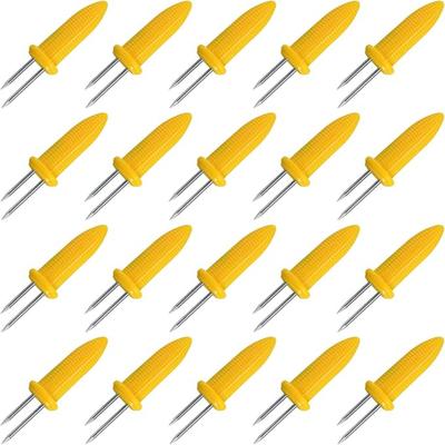 60 Stück Edelstahl Maiskolbenhalter Mais auf dem Grill Maiskolben Spieße Doppelgabel Süßmais Sitz Zuhause & BBQ Kochgabel Grillparty
