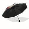 Stained Glass Cross with Angel Wings Wall Art Decor Umbrella, Cute Umbrella with Cute Design, Portable 3-Fold Compact Umbrella for Men & Women, Valent