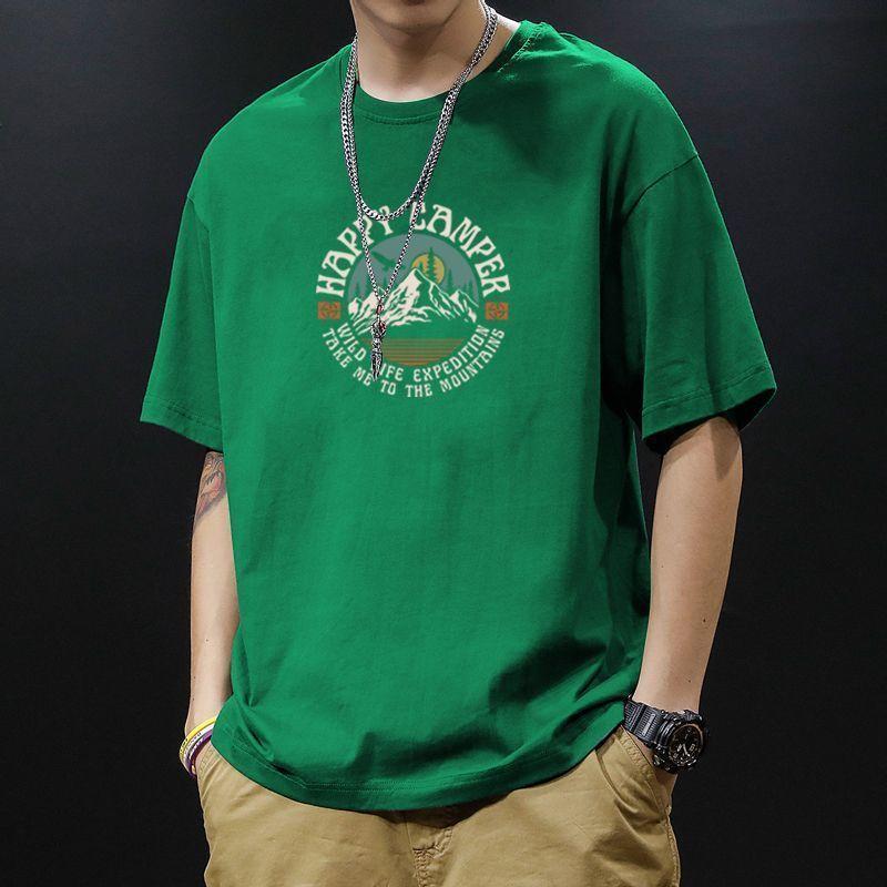 Cotton Heavyweight American Loose and Versatile Trendy Fashion Hong Kong Trend Brand Summer Short Sleeved T-shirt Men's New Style