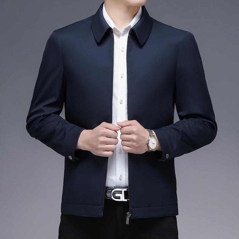 

Приталенная повседневная куртка для мужчин среднего возраста, деловая куртка, теплая куртка на осень и зиму 58 темно-синий