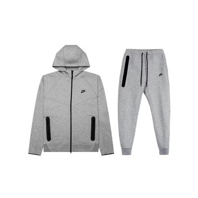 Full Zip Hoodie Joggers Set Sportswear Tech Fleece Dark Heather Grey Black