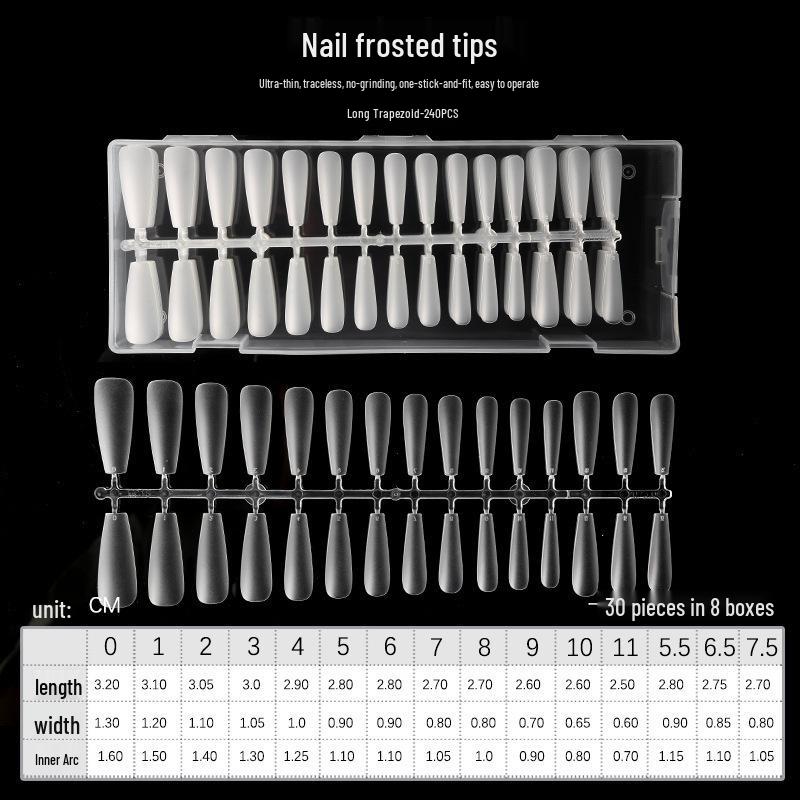Ultra-Thin Matte Nail Art: Seamless False Nail Tips, Full/Half Cover, 240-Piece Box.