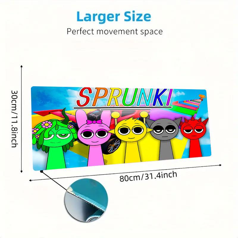 Tappetino per Mouse Sprunki, Tappetino da Scrivania XXL per Gaming, Mousepad Antiscivolo XXL per Laptop e Tablet, Tappetino per Mini PC con Bordi Cuciti