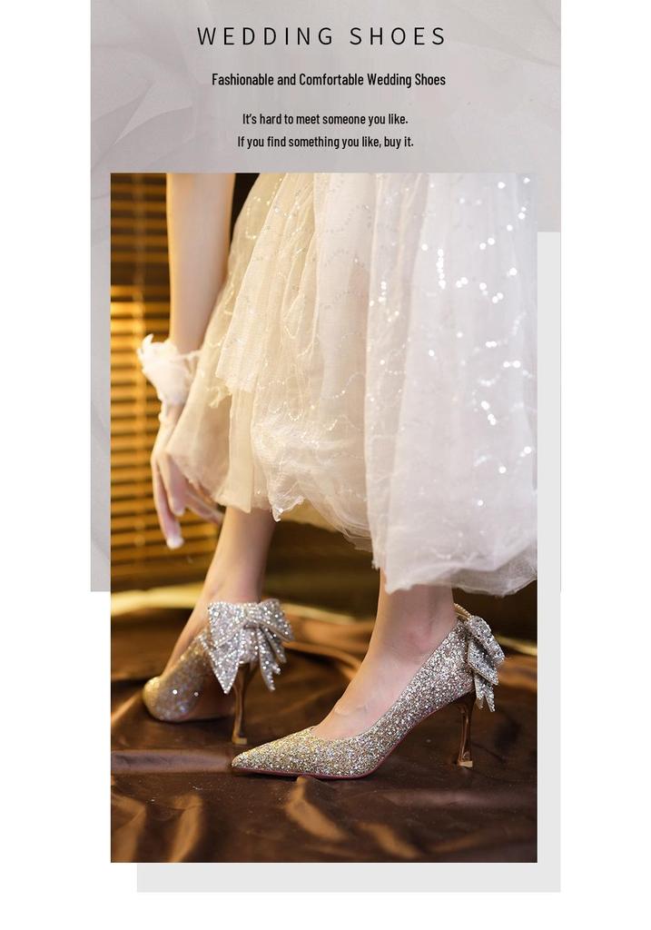 French Bow Gradient Sequin Crystal Socialite Wedding & Bridesmaid Heels