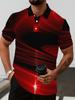 Men's Short-Sleeve Polo Shirt, Casual Print, Suitable for Golf, Color-Block Pattern, Sporty Style, Perfect Choice for Summer
