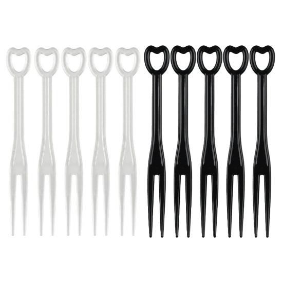 100Pcs/Set Multi-use Disposable Fruit K Plastic Adorable Heart Shape Handle Dessert K Home