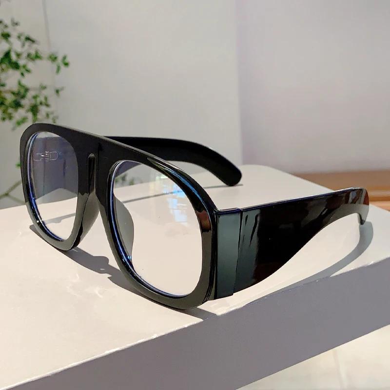 Oversized Round Glasses Women New Blue Light Blocking Eyewear Ins Trendy Brand Design Non-prescription Eyeglasses