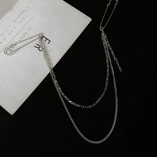 Unisex Clothes Pin Single/Double Layer Chain Polished Large Pin Alloy Pants Shirt Chest Suit Skirt Decoration