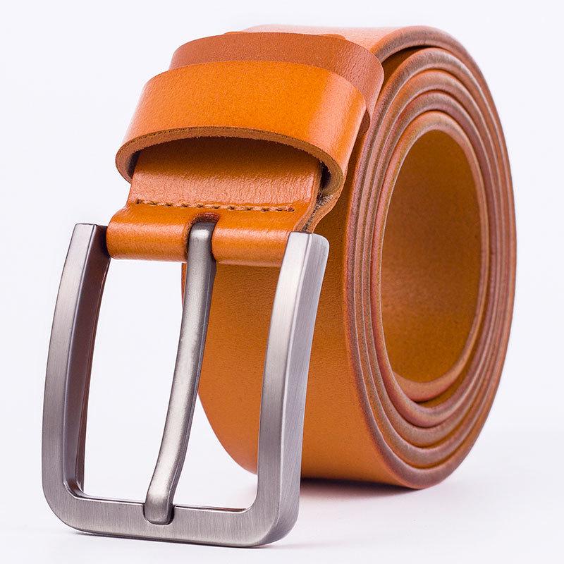 Men'S Belt Pure Cowhide Pin Buckle Belt Leather Belt High-Quality Cowhide Casual