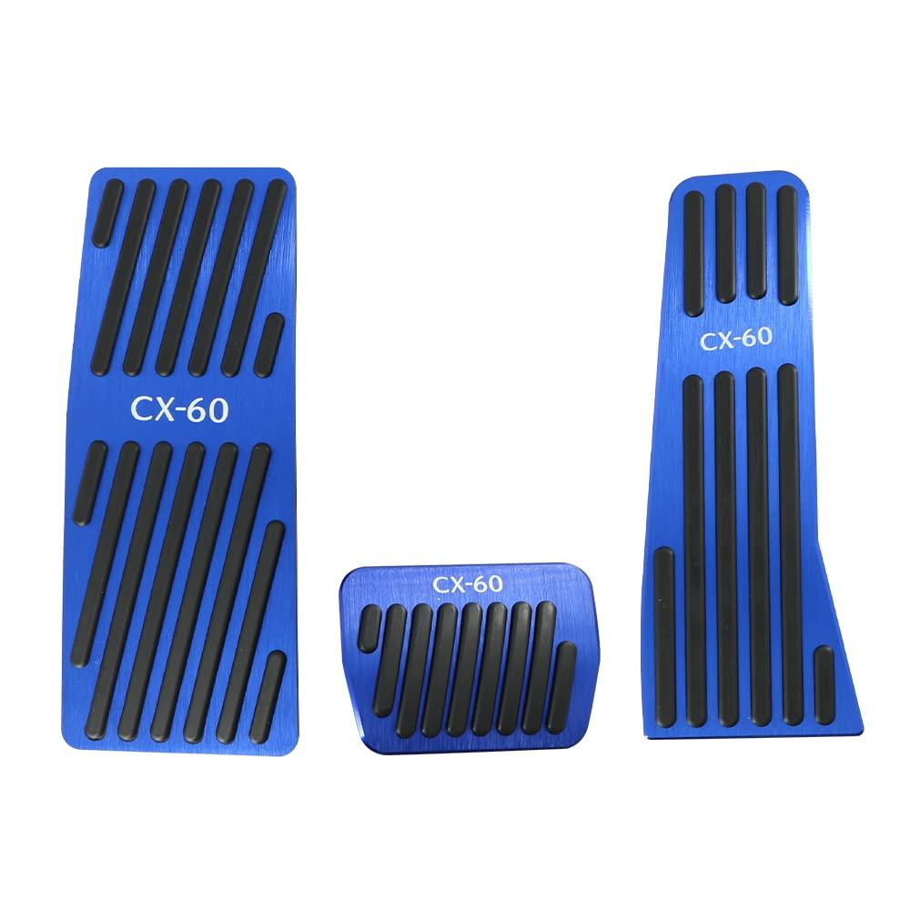Onami Pedal Brake and Accelerator Interior Aluminum for the New Mazda CX60 KH Series CX-60 Covers, Panels, Alloy, 3-Piece Set, Blue, (CX60-01-BL)