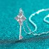 S925 Sterling Silver Key Pendant Necklace with Moissanite: Elegant, Simple, Trendy Everyday Jewelry for Women