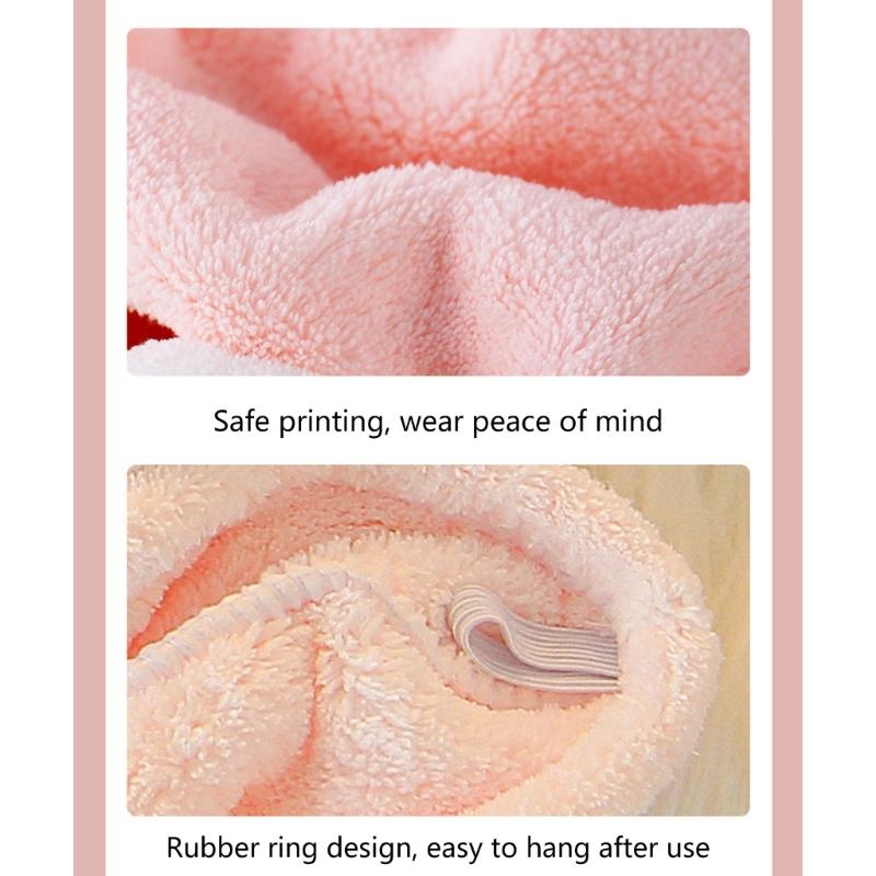 Cartoon Rabbit Hair Towel Wrap Hair Dry Hat Absorbent Hair Drying Towel Hair Towel with Button for Bathroom