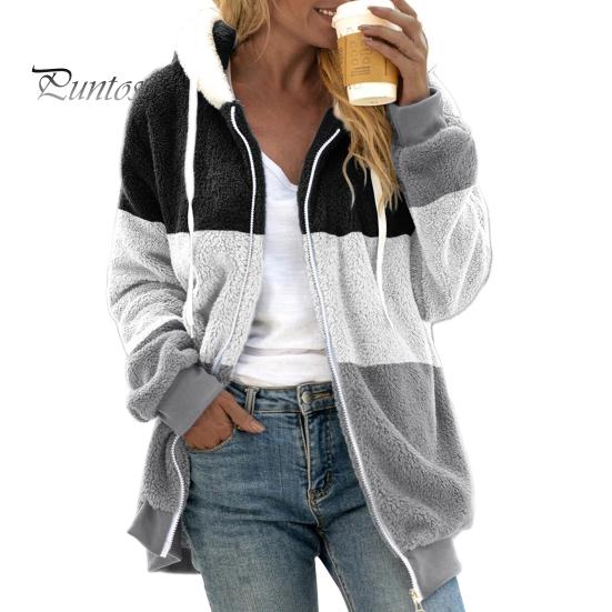 

Женское зимнее пальто, цветная толстая плюшевая куртка с капюшоном, длинными рукавами, эластичными манжетами и подолом на завязках, верхняя одежда для холодной погоды S серый