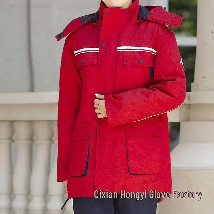 Men's Winter Anti-static Cotton-padded Work Jacket, Removable and Thickened for Warmth and Labor Protection.