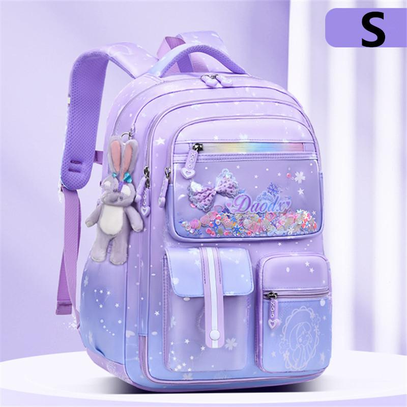 

Школьная сумка с бантом и подвеской в виде кролика для девочек, ортопедический детский рюкзак, кавайный водонепроницаемый школьный рюкзак, нейлоновые рюкзаки