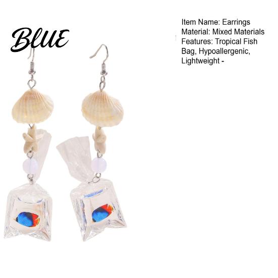 Lightweight Earrings 1 Pair Tropical Fish Bag Dangle Ocean Beach