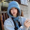 Strap Windproof Rope Knitted Hat Ear Protection Wool Balaclava Hat Cute Pullover Hat  Women