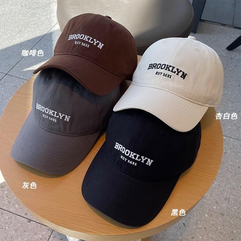 Loose embroidered baseball cap deepened widened face small sunscreen hat women and men BROOKLYN soft top cap