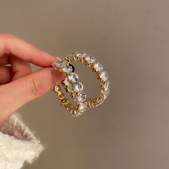 1 Paar Damen Creolen Glänzender Strass Rund Luxus Damen Ohrringe zum Geschenk