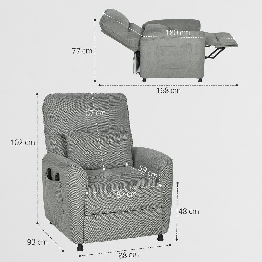 Recliner TV Chair Electric with Reclining Function, Heating, Vibration Massage