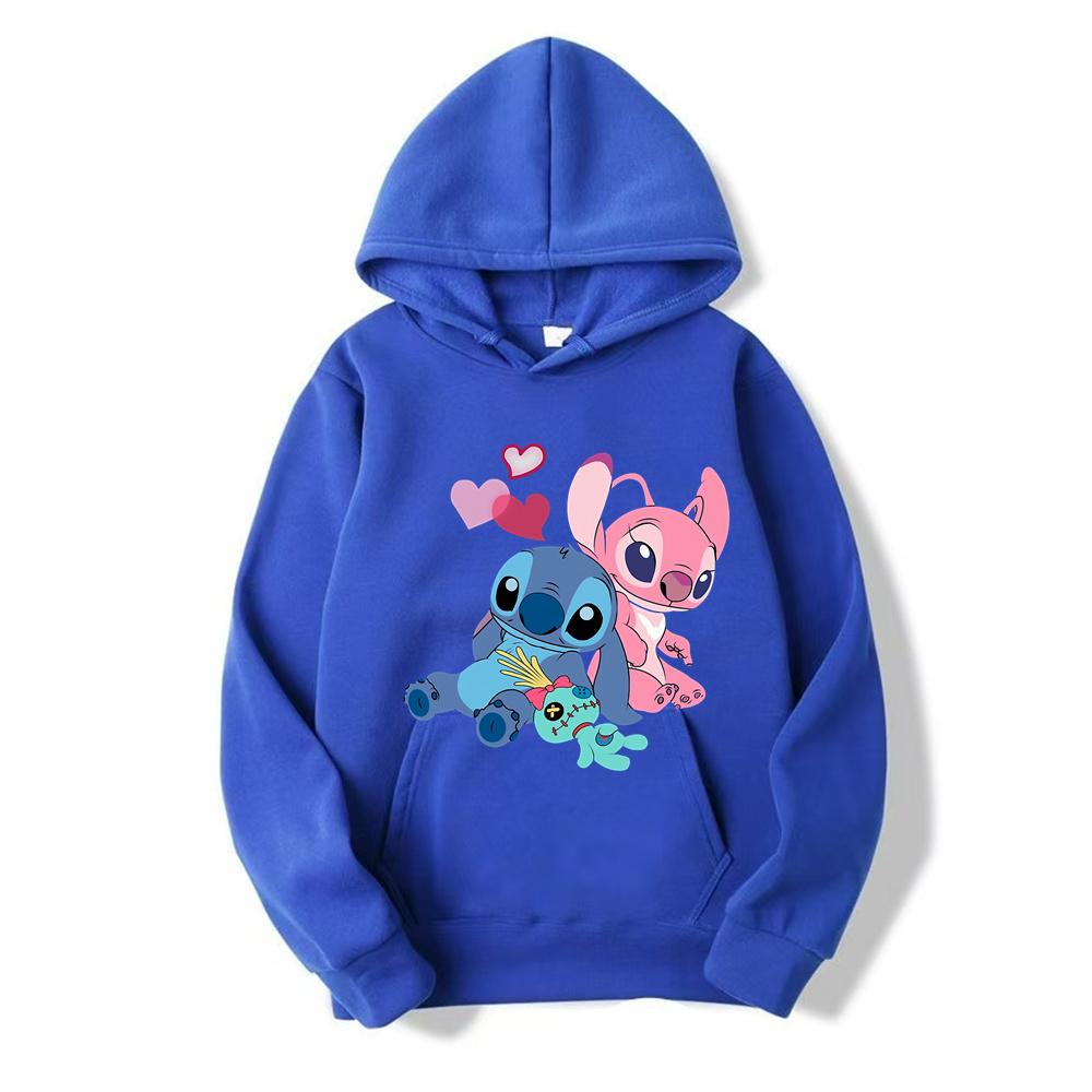 2024 New Couples Disney Stitch Spring And Autumn Sweater Long Sleeve Hooded Sweater Loose Casual Coat For Women And Men Clothing