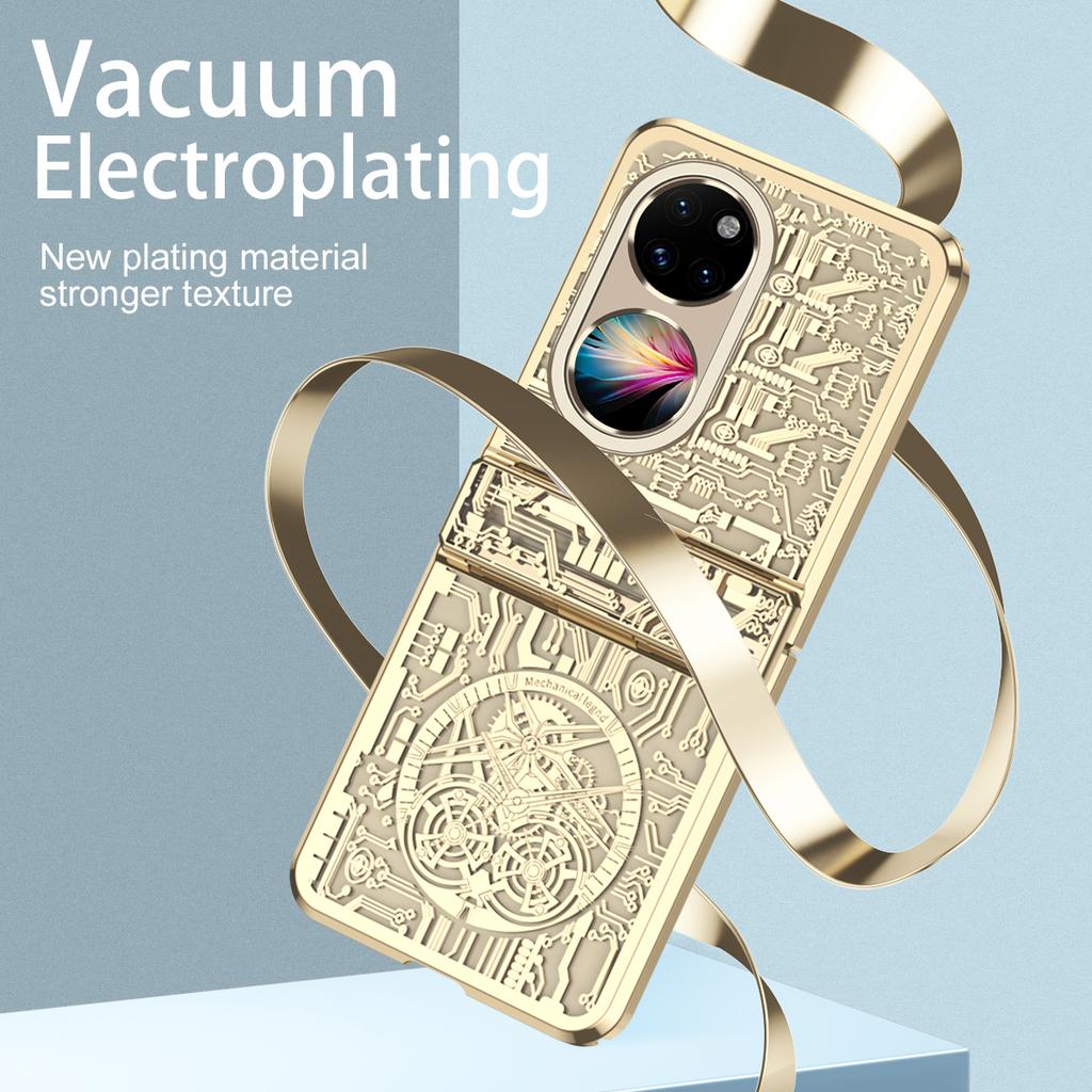 For Huawei P50 Pocket 5G case Mechanical Legend Plating Case for Huawei P50 Pocket Hinge Folding Full protective Phone Cover