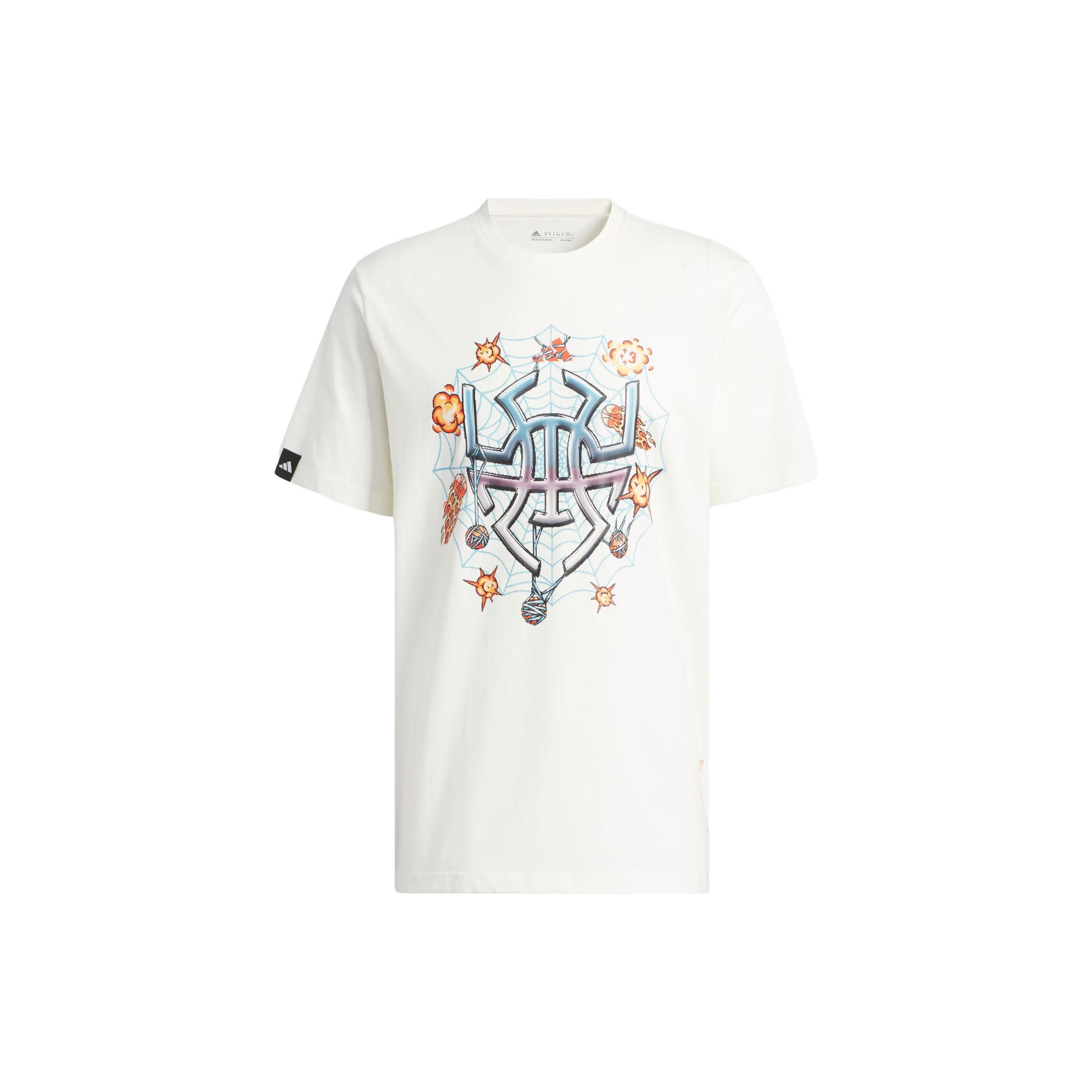 adidas Donovan Mitchell 8-Bit Signature T-Shirt White Yellow Blue Men s II7792 M