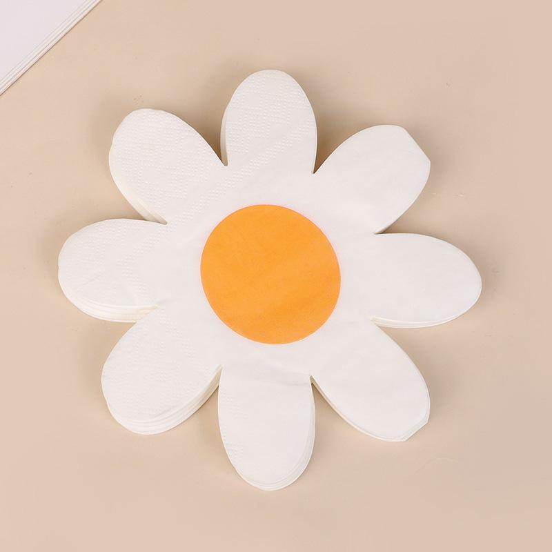 20Pcs Pink White Daisy Flower Paper Napkins Party Disposable Tissues Towel for Kids 1st Birthday Baby Shower Wedding Decoration
