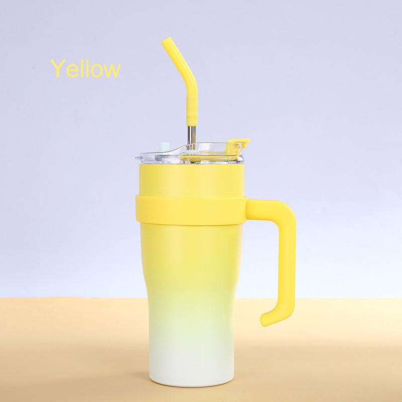 New Gradual Change Color Big Mac Stainless Steel Thermos Cup High Value Large Capacity Accompanying Ice Cup with Handle  Cup