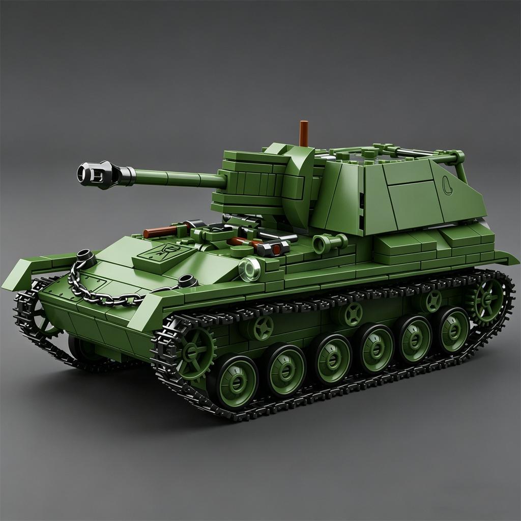 Soviet SU-76M Tank Destroyer Self-Propelled Gun Building Block Self-Propelled Artillery Educational Toy