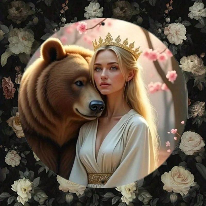 

Vintage Bear Flowers Aluminum Poster 8x8 Inch Wall Art Anniversary Gift