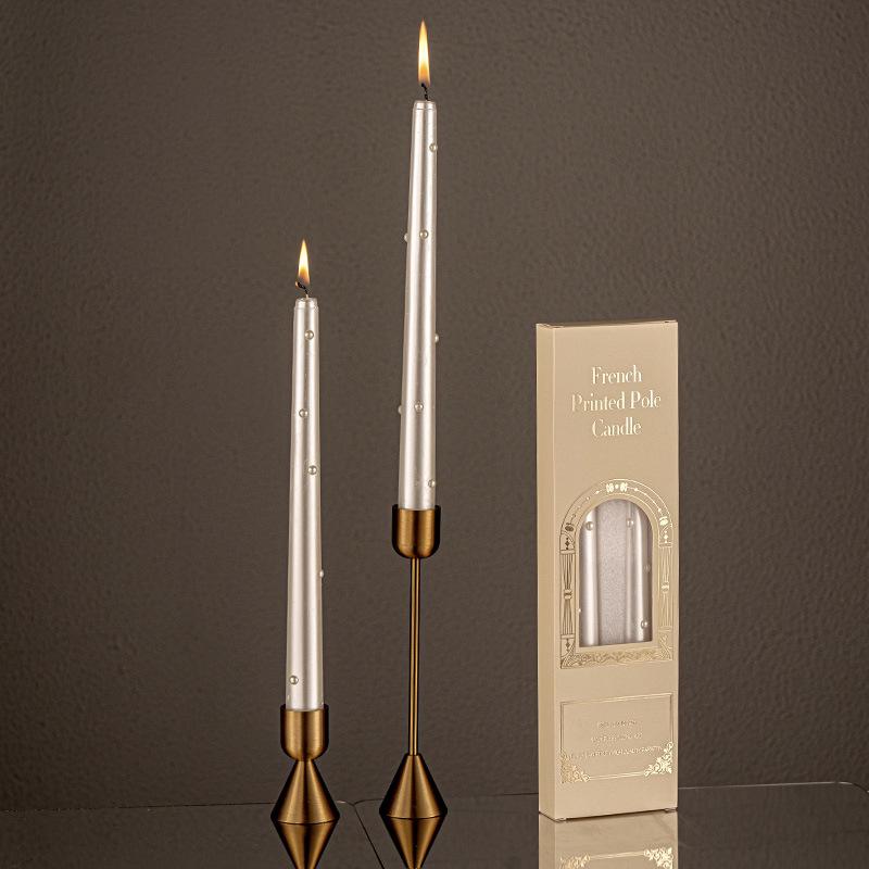 

25CM European Romantic Smokeless Pearl Long Stem Candle for Festive Tabletop Decor