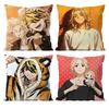 T-Tokyo r-Revengers Anime Pillow Case Anti-dustmite Pillowcase Invisible zipper silky short plush Sofa cushion cover